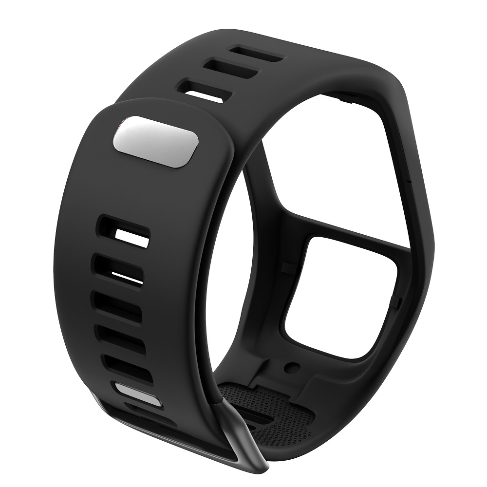 Silikonikorvaava ranneke tomtom runner 2 3 spark 3 gps-urheilukellolle tomtom 2 3 -sarjalle, pehmeä älyranneke: Musta