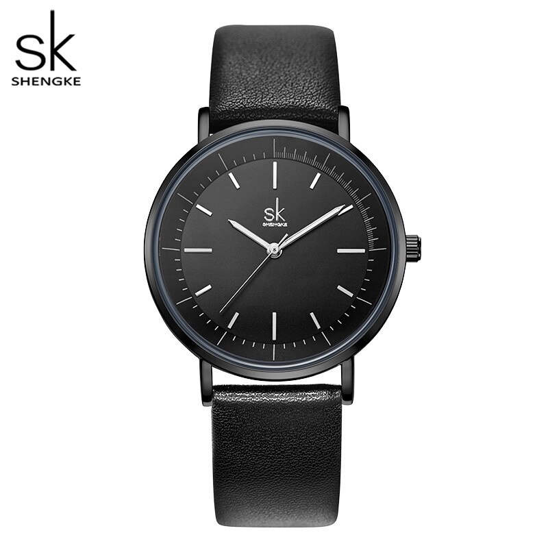 K9023 parklockor kvinnor och män läderarmbandsur enkel vattentät klocka pararmbandsur för kvinnor och män: Svarta män klocka