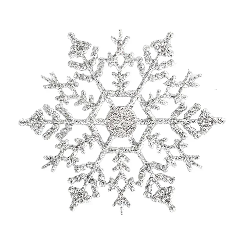 Pack Of 24/12/6 Pieces Snowflakes For Christmas Tree Decoration Blue Snowflakes With Bright Powder Winter Year Hanging Decor
