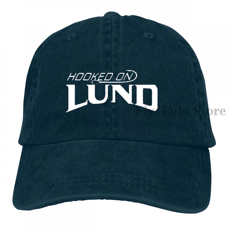 Hooked On Lund Fishing Die Cut Baseball cap men women Trucker Hats adjustable cap: 2-Navy