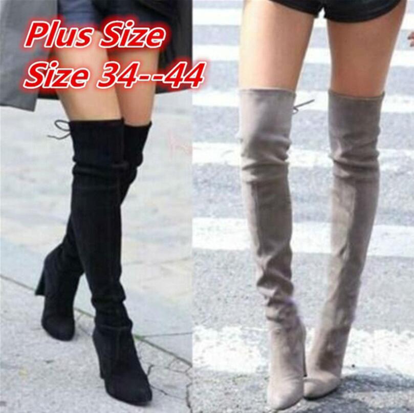 Nueva de gamuza Slim Sexy Botas de La hasta la rodilla de las mujeres de invierno de la de alta del muslo Botas zapatos de Mujer de Botas Mujer