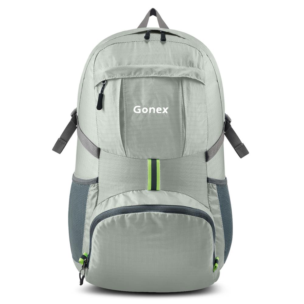 Gonex 35L Reisen Rucksack draussen Gepäck Tasche Faltbare Camping lässig Rucksäcke Daypack Für Schule Reise Wandern Ich bin Freien: grau Weiß