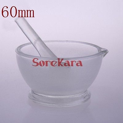 Mortero de vidrio con patas de 60mm, juego de cuencos de mezcla, herramientas de laboratorio, mortero de vidrio