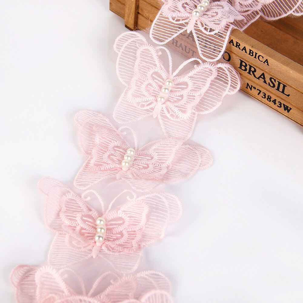 Cinta de encaje de Organza flor perla bordado recortado cinta de tela de costura DIY accesorios de ropa para envolver , 1Yc2488: 1056407001