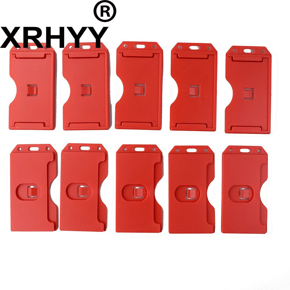 Pack of 10 Heavy Duty Rigid ID Badge Vertica Card Holders 2-Sided Open Faced Rigid ID Card Holder Business Name Card Organizer