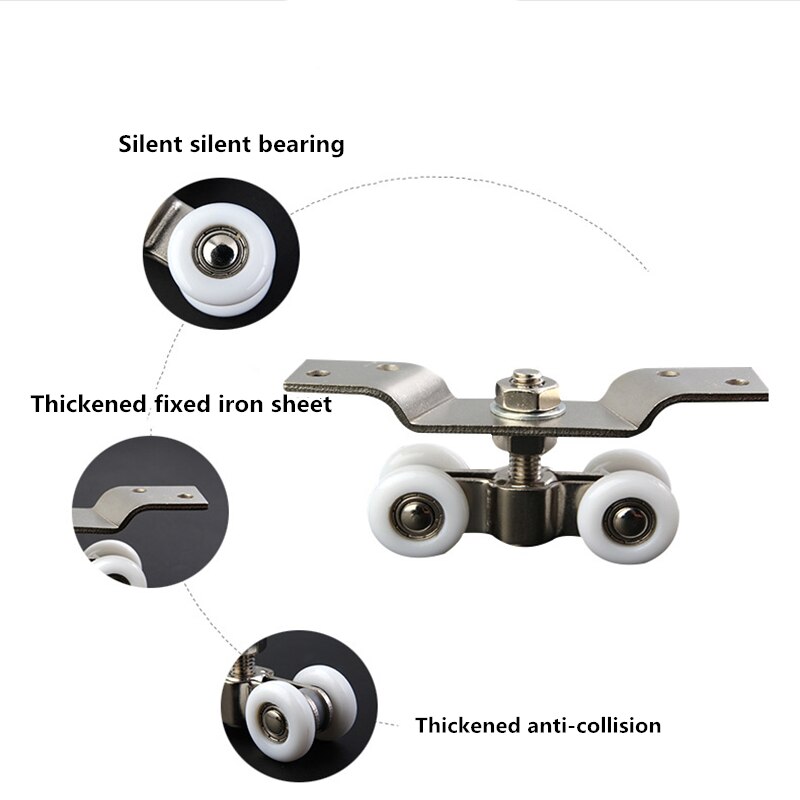 Bewegende 360 Graden Deur Opknoping Ronde Glazen Hardware Katrol Opknoping Mute Rail Wiel Balkon Schuifdeuren Kast 4 Wiel