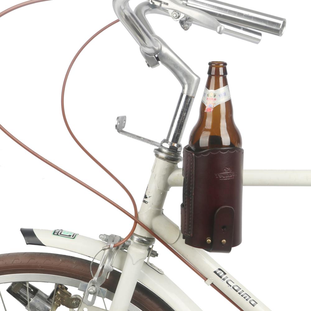 Tourbon Bike Cup Koffie Bier Houder Opknoping Lederen Pouch Fles Water Ketel Carrier Fiets Bag Frame Tube Case Accessoires