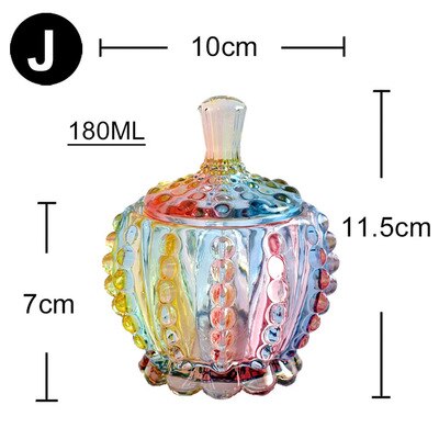 Europese opslagtank kleurrijke glazen pot thuis koffie kan snoep fles cosmetische sieraden jar jam snack jar kleine puin suiker kom: J