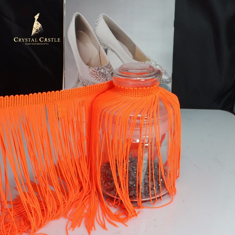 Crystal kasteel 20 cm oranje zachte gordijn polyamide fringe trim latin kleding kant accessoires bikini franje tassel voor jurken