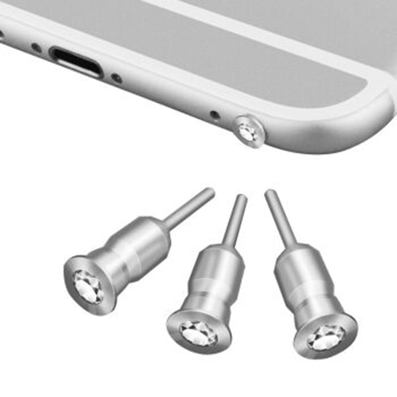 CatXaa 3.5mm Headphone Port Dust Plug Diamond CellPhone Earphone Jack Stopper Metal Headset Cover for Tablet PC MP3 MP4 Speaker
