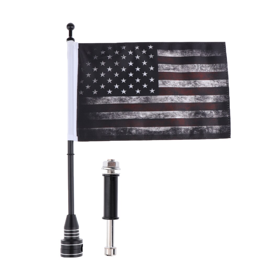 Motorcykel flagstangmontering og amerikansk flag usa , 26 x 17 cm/10.2 x 6.7 tommer, universal pasform