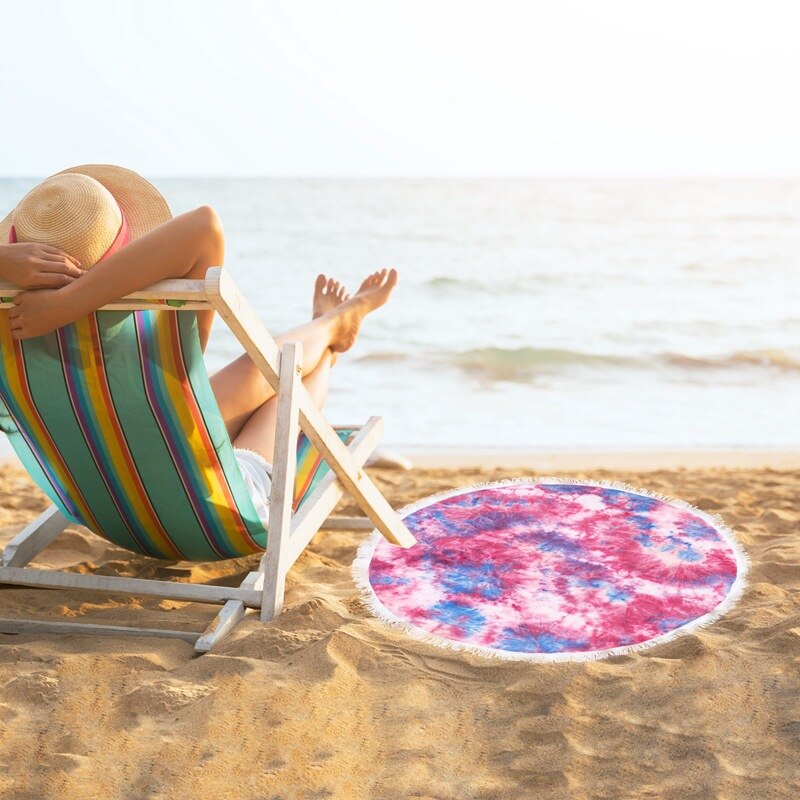 Turkish Style Microfiber Tassel Round Washcloth Soft Absoebent Quick-drying Towel Breathable Bath Towel for Beach SPA