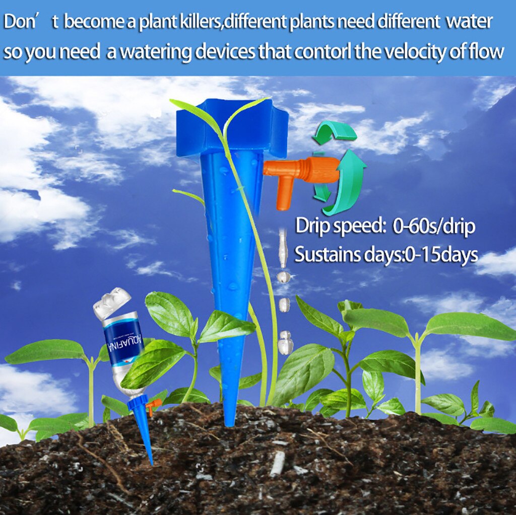 Dispensador de agua para plantas, dispositivo de riego automático y duradero, ajustable, para el hogar, flor para oficina, 6 uds.