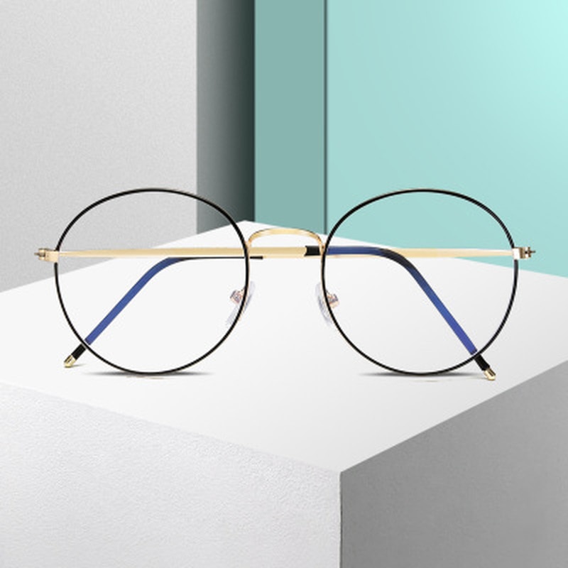 Monture de lunettes rétro Vintage en métal rond pour hommes et femmes, Anti-lumière bleue, Anti-rayons, montures pour les yeux, lunettes à verres transparents