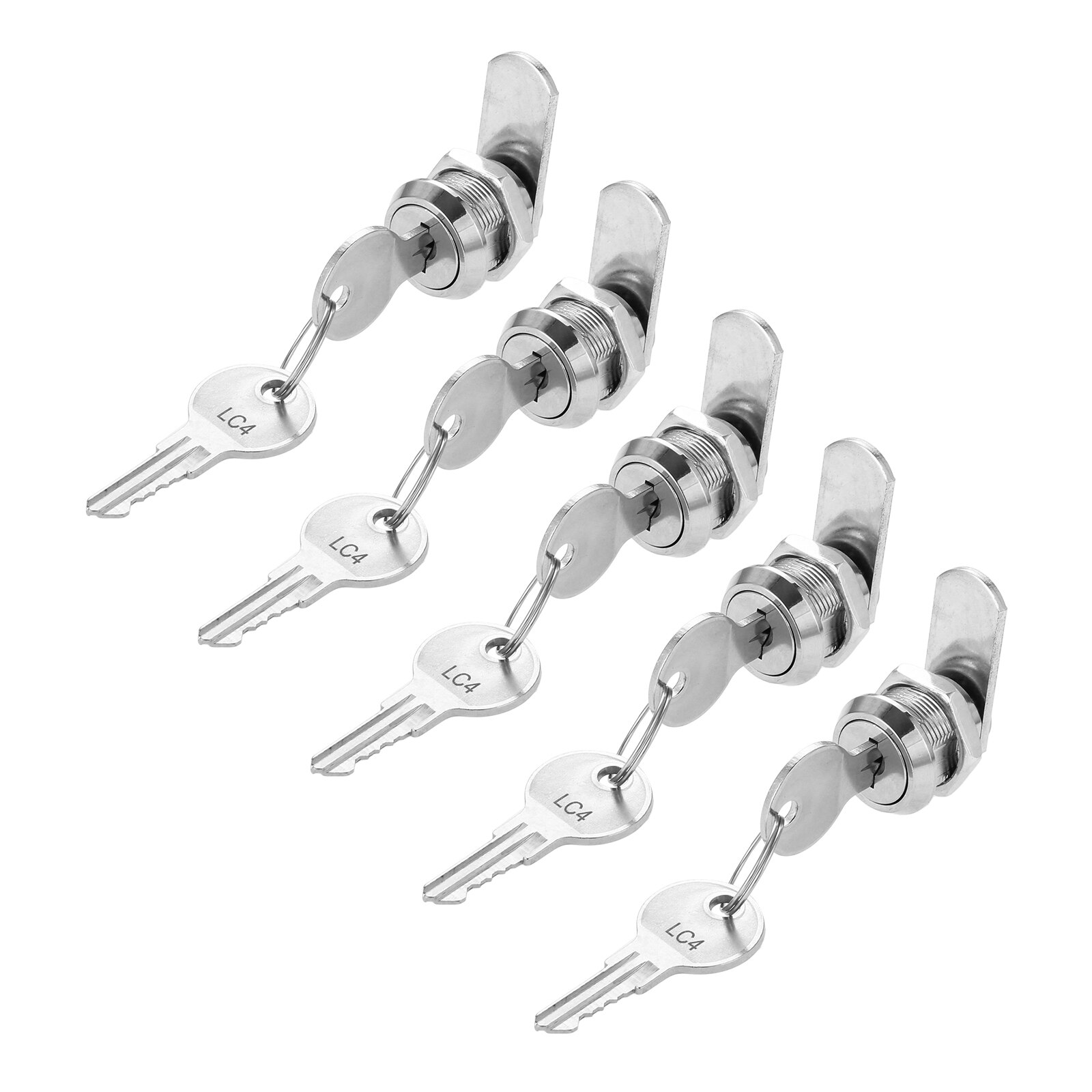 5Pcs Cabinet Cam Locks Keyed Alike 1-1/8 / 5/8 Inch Cam Lock Set for Secure Files Drawers Mailbox RV Camper Door Tool Box