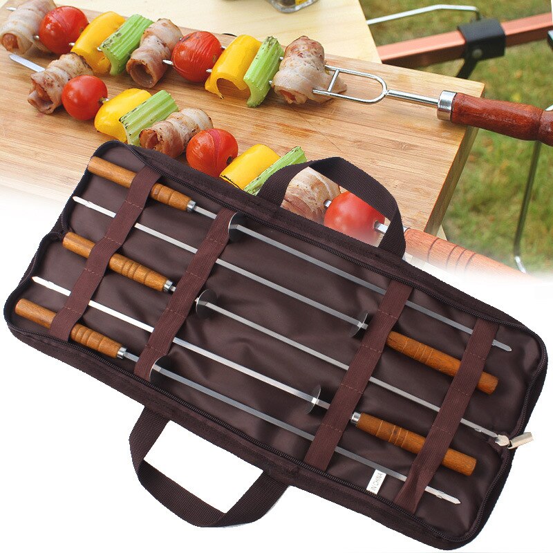 5Pcs Bbq Spies Rvs Shish Kebab Bbq Vork Set Lange Grandado