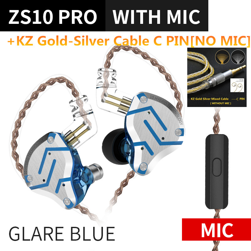KZ ZS10 Pro 4BA + 1DD Cuffie in metallo ibrido 10 driver HIFI Bass Auricolari In Ear Monitor Sport Auricolari con cancellazione del rumore KZ ZAX ZSX: Avorio
