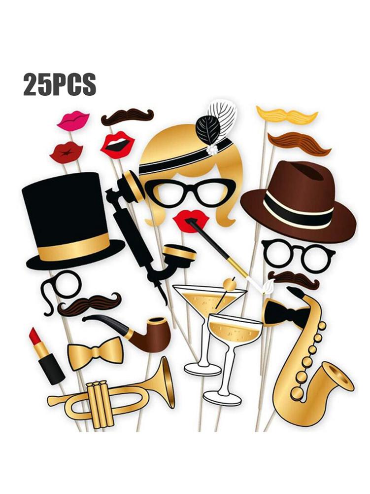 25PCS/Set Photo Props Roaring Themed DIY Photo Booth For Home Wedding Birthday Party Photography Props
