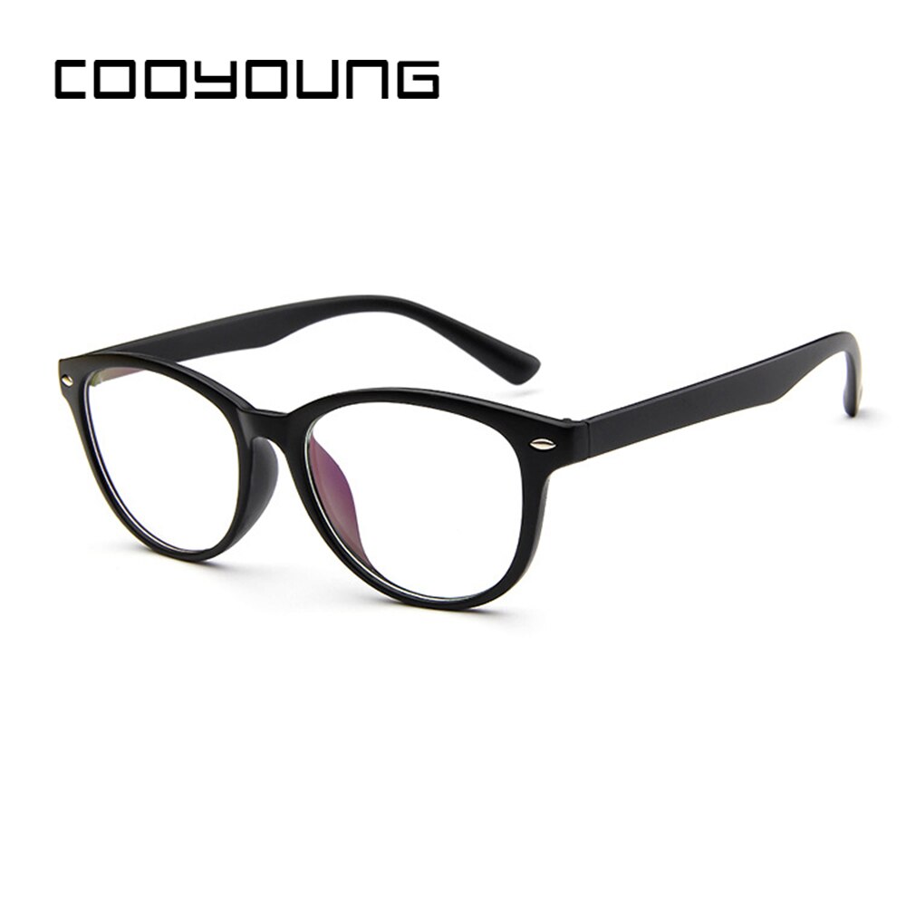 COOYOUNG Vintage Eyeglasses Frame Women Computer Optical Glasses Spectacle Retro Women's Transparent Female Glasses: C2MatteBlack
