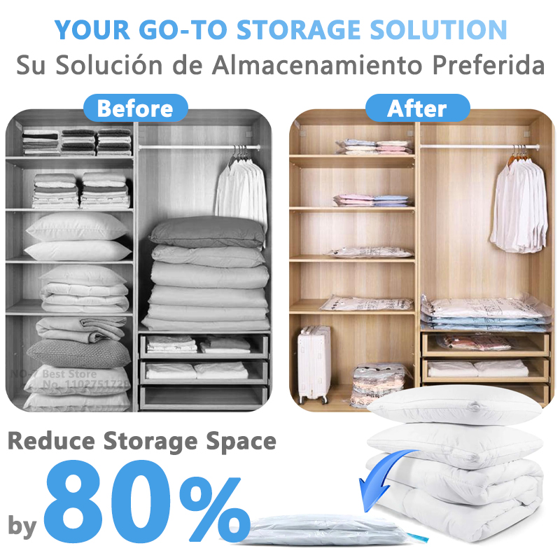 Sacchetto sottovuoto per vestiti, sacchetto sottovuoto con pompa, elementi essenziali per il viaggio, sacchetti salvaspazio per trapani, coperte, organizer per riporre oggetti