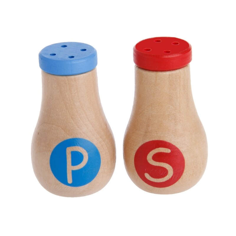 2ps Kids Pretend Role Play Kitchen Fruit Food Wooden Toy Cutting Set Child Kitchen seasoning bottle seasoning jar