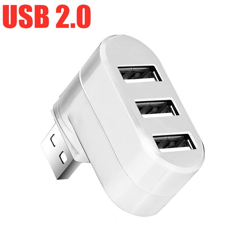 Usb Hub 3.0 Mini 3 Poorts Usb Spilitter Adapter Hab 2.0 + 3.0 Hub Opladen Hoge Snelheid Draaibaar Multi Usb adapter Voor Pc Laptop: White1