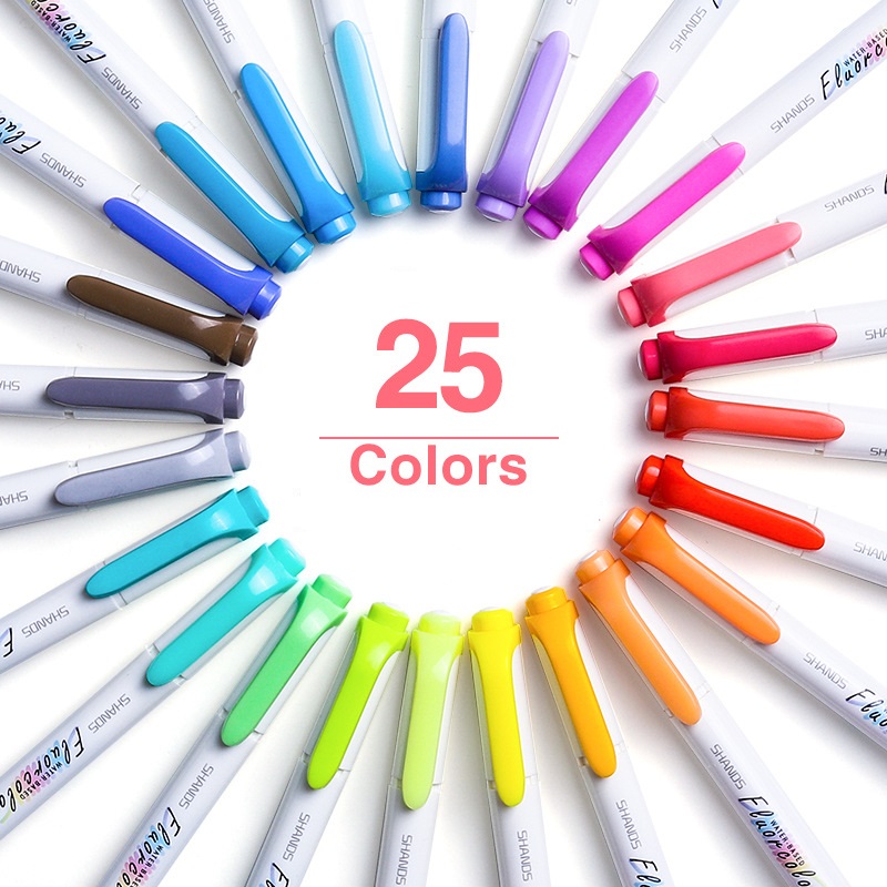 5 stk mild farve highlighter liner penne sæt dobbelt spids fed fin venlig fluorescerende markør bogstaver tegning kontor skole  f782