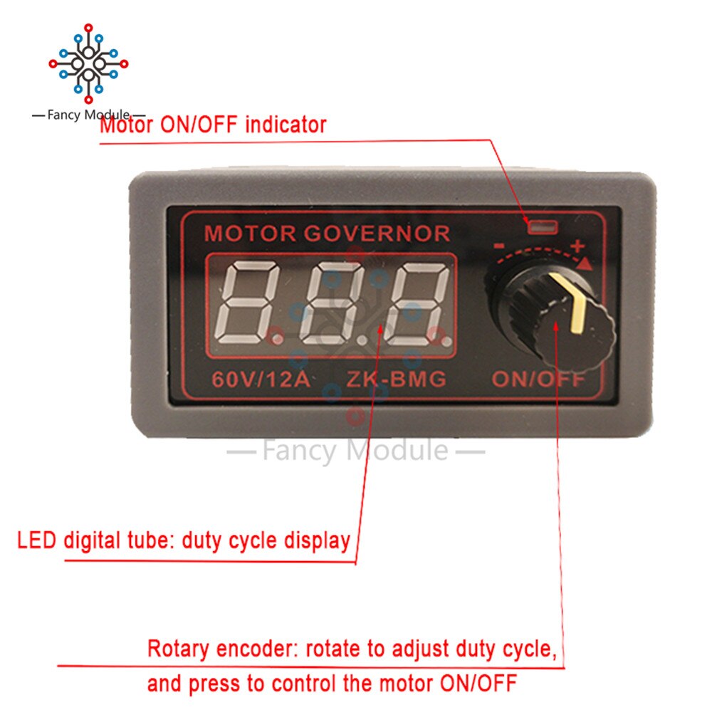 diymore DC 9-60V 12A 500W DC Motor Speed Controller LED Digital Display PWM Adjustable Encoder DC Motor Governor
