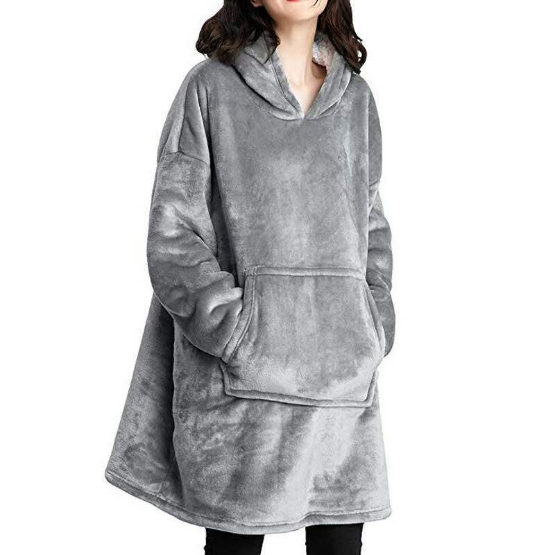 product Pullover TV Blanket Outdoor Winter Warm Clothes Hooded Warm Clothes: Gray