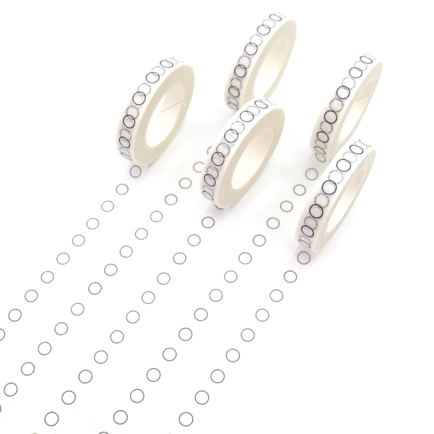 1 PCS Black Circle Washi Tape High Sticky Masking Tape Office Supply Hand Tear Adhesive Paper Tape DIY Book Diary