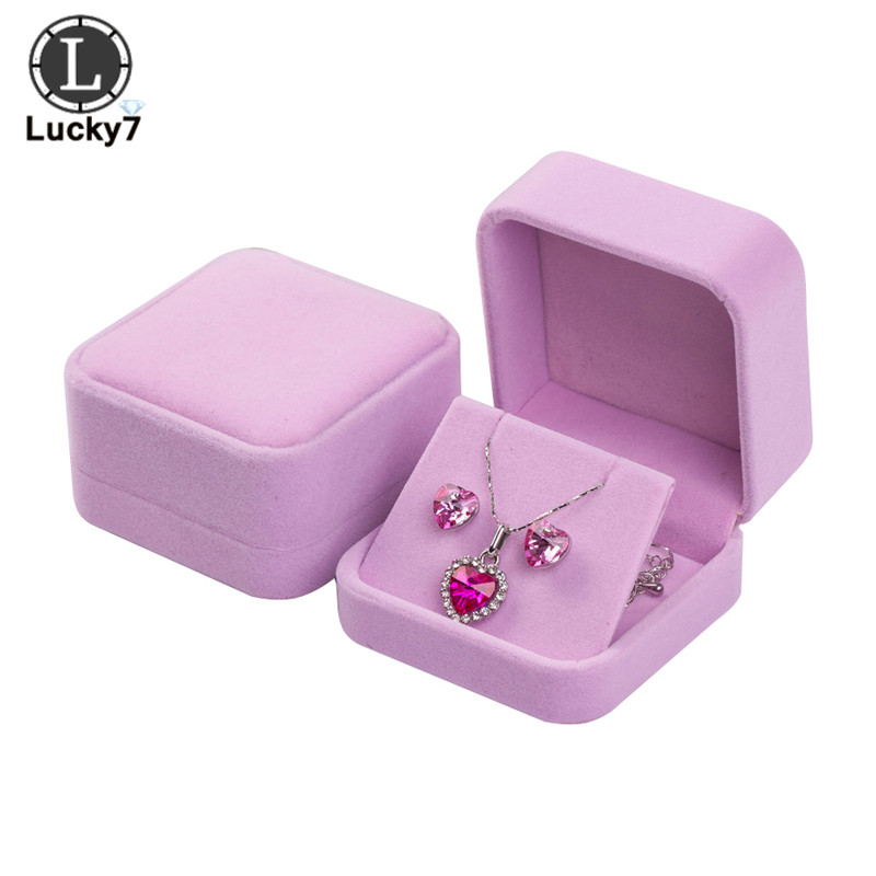 Jewelry Box for Earrings Display Jewellery Storage Boxes Black Velvet Carrying Case Organizer: Pink