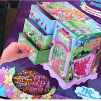 DIY Girls Jewel Case Sticker Toys Colorful Pattern Beads: three layers