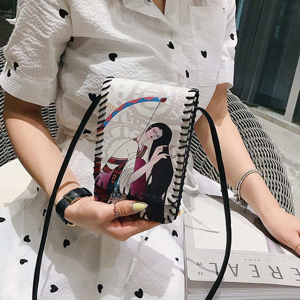 women's bag The girl Printing Retro Bags Retro Leather Crossbody messenger Handle Phone Bags for сумка женская