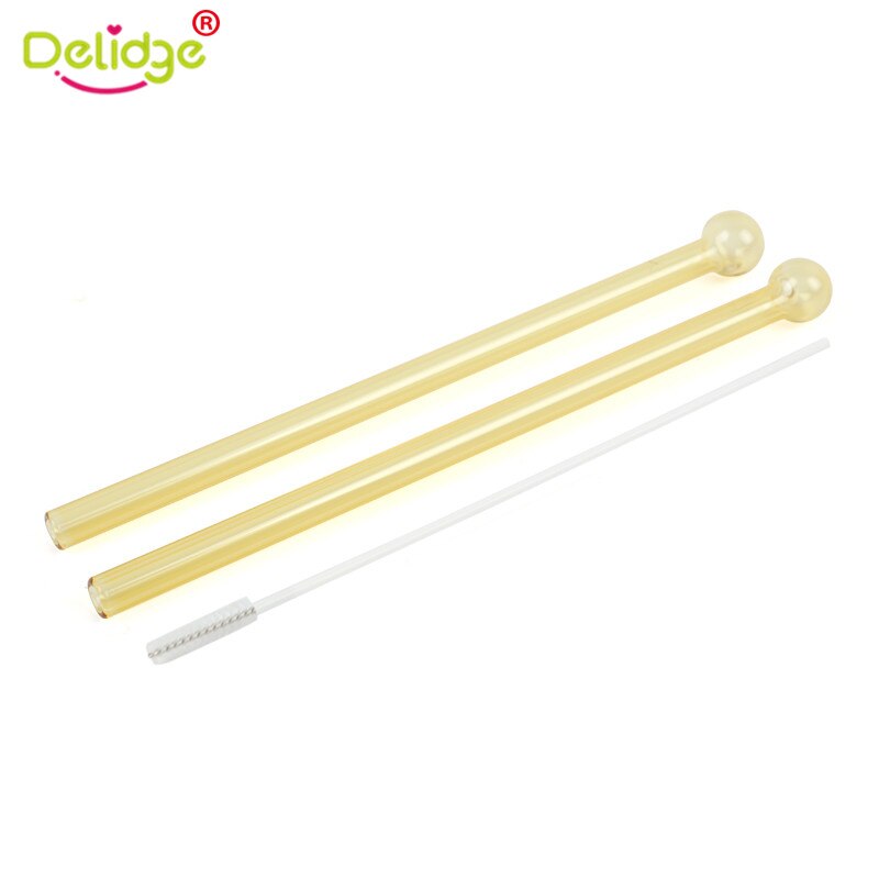 Tubo de cristal para beber hecho a mano, paja de colores con cepillo de limpieza del hogar, pajitas de vidrio reutilizables para fiestas, herramientas de Bar, 3 uds.: B2129SS