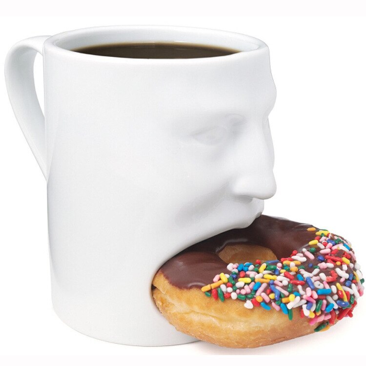 Face Mug Ceramic Cookies Cup Dunk Mug with Biscuit holder