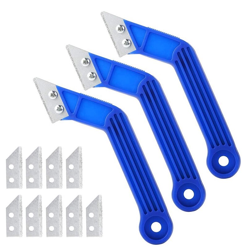3 Pcs Grout Scraping Rake Tool Tile Rake Silicone Caulking Tool Kit with 12 Blade for Bathroom Kitchen Room Floor Corner: Default Title