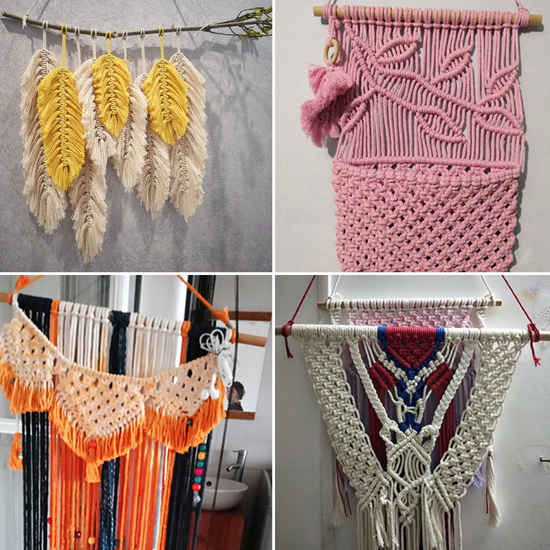Cordón de macramé de algodón, hilo de hilo, manualidades, tapices de pared hechos a mano, decoración del hogar para bohemia, 4mm, 20 metros