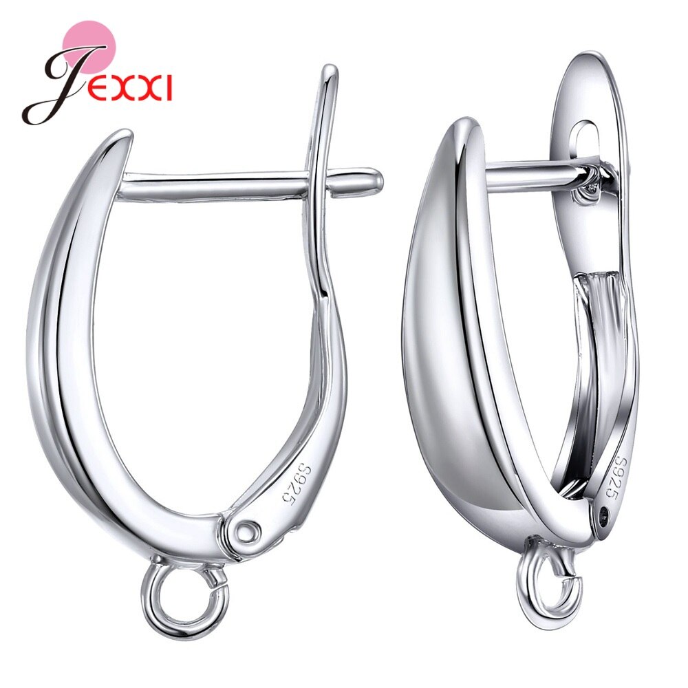 Pendientes de plata de ley 925 auténtica para mujer y niña, accesorios de joyería DIY, componente de joyería: H