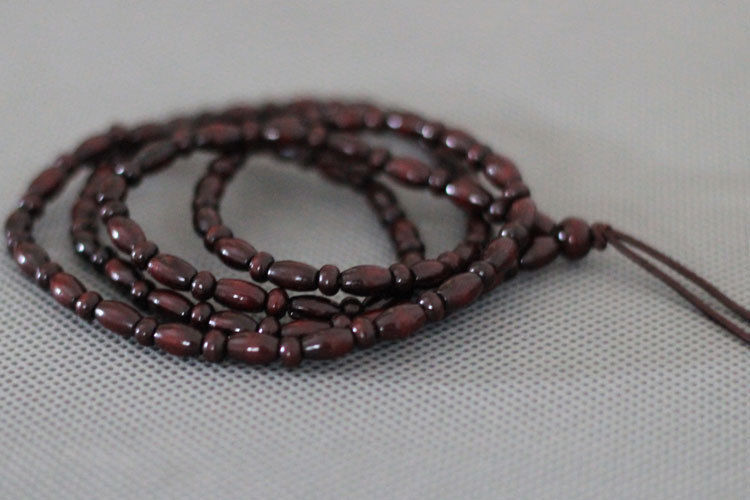 Red Sandalwood Beads Necklace for Pendant-Elastic Cord: Rice beads