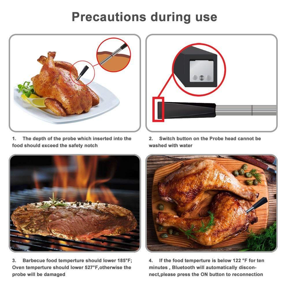 Trådløs smart kød bbq termometer bluetooth til ovn grill køkken bbq ryger rotisserie wifi termometer grill tilbehør