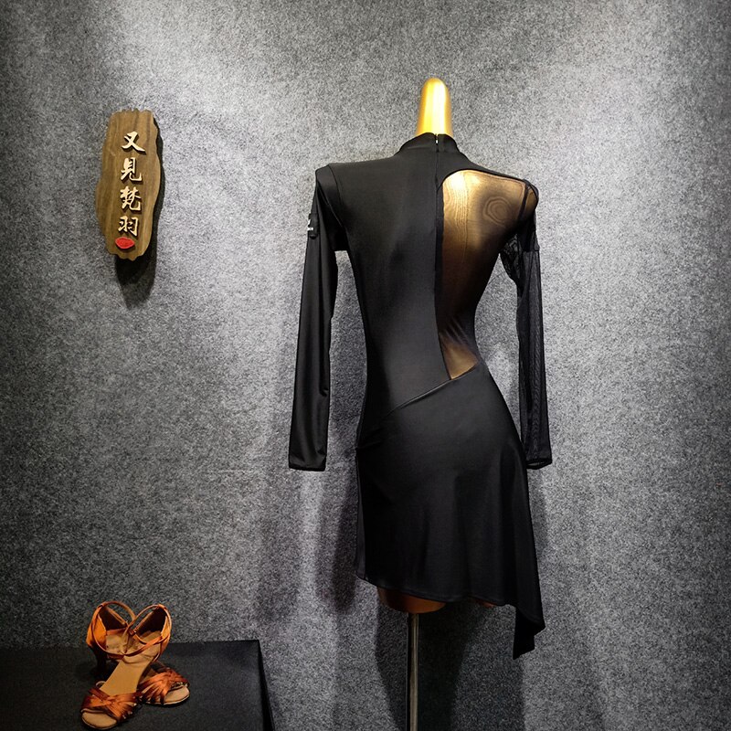 Latin Dance Dress Female Adult Dress Fringed Skirt Long Sleeve Dance Dress Tango Dress Women Ballroom Latin Dress