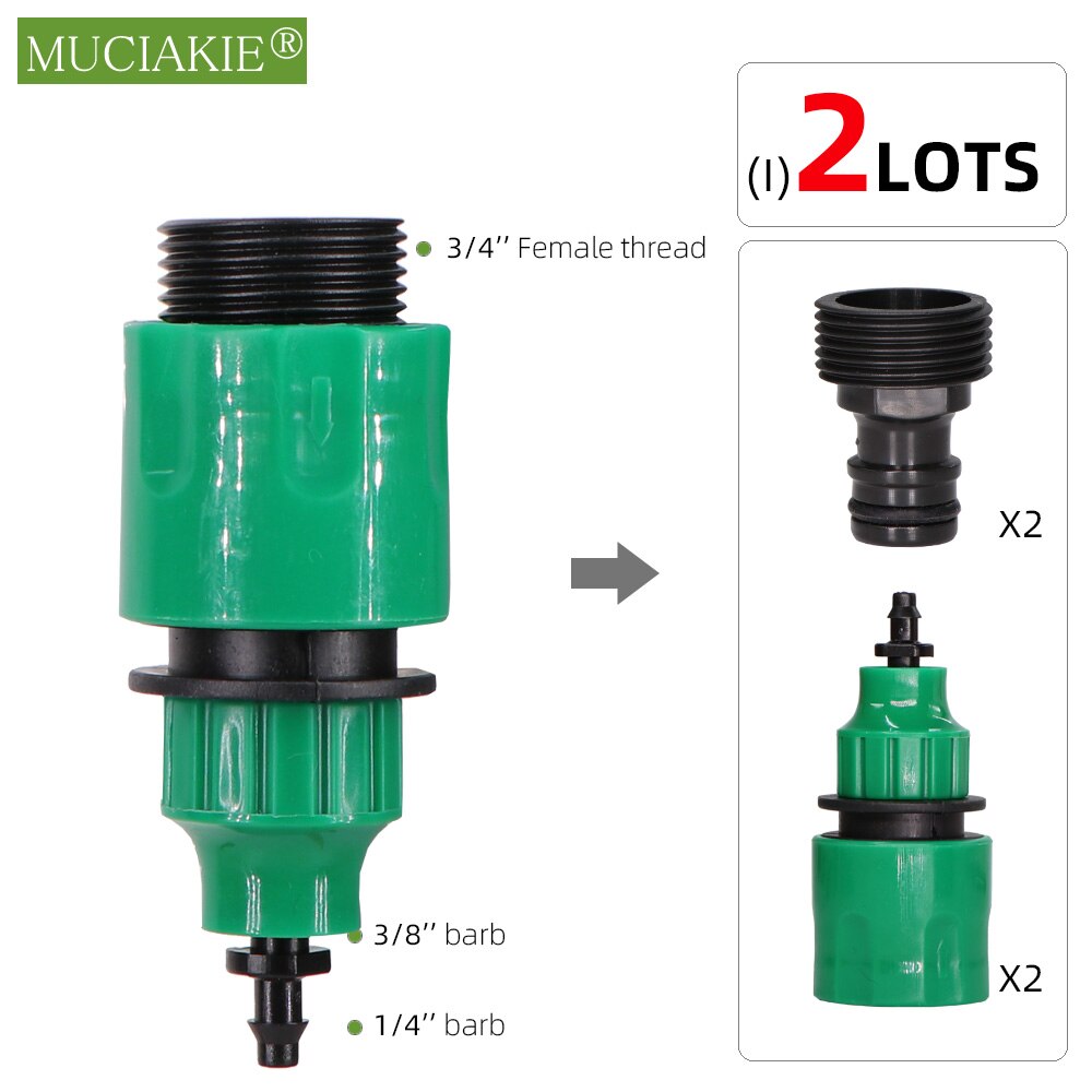 MUCIAKIE 2pz Attacco Rapido Adattatore con 1/4 (ID 4mm) o 3/8 &#39;&#39;(8mm) connettore spinato Nastro A Goccia per L&#39;irrigazione Irrigazione del Giardino: Ix2pcs