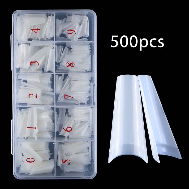 Faux ongles en forme de cercueil français, 500/100//acrylique/Gel UV, pour extensions d'ongles: natural 500pcs-box