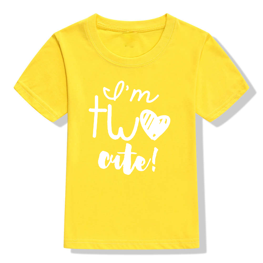 I'm TWO Cute Shirt Birthday T Shirt Newborn Baby Short Sleeve Black Cute Tops Birthday Party Summer Short Sleeve T-shirt Tee: 54R8-KSTYE- / 12m