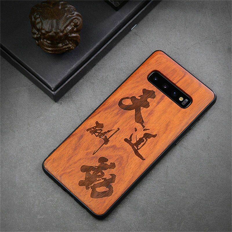 LYBALL Wood Case for Samsung S10 Phone Protective Back Cover Natural Wood Carved TPU Bumper Case for Samsung Galaxy S10 Plus