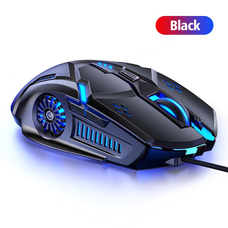 ANKNDO Gaming Mouse for Computer pc Wired USB Mouse Gamer laptop LED Backlight Silent Mause 4 Level DPI 6 Button Game Mice: black