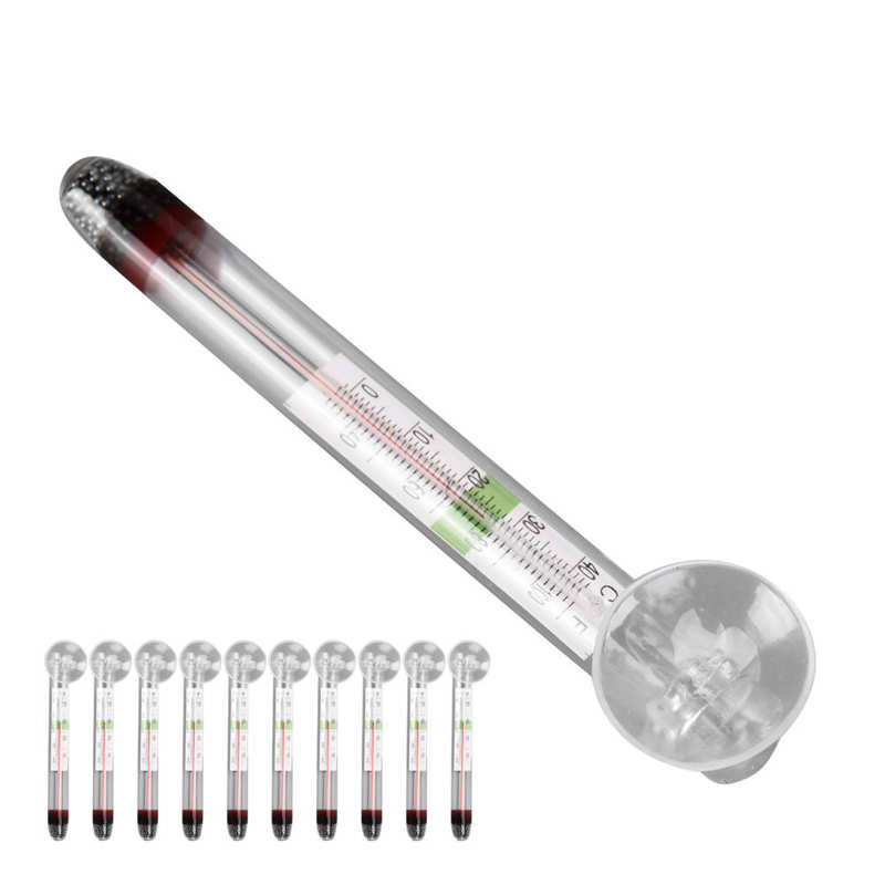 Test Water Temperature Thermometer Tropical Fish Glass Thermometer with Suction Cup for Fish Tank