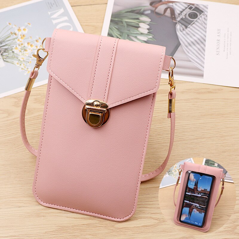 Touch Screen Mobiele Telefoon Purse Smartphone Portemonnee Lederen Schouderband Handtas Vrouwen Tas Voor Iphone Portemonnee Schoudertassen