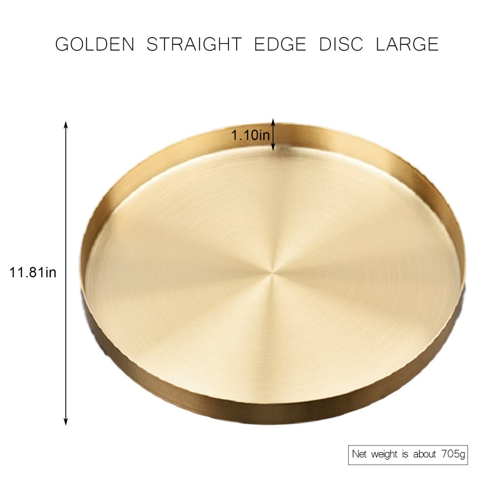 Golden Lade Luxe Metalen Ronde Opbergvak Smiple Snack Cake Display Rvs Metalen Plaat Fotografie Props Home Decor: L