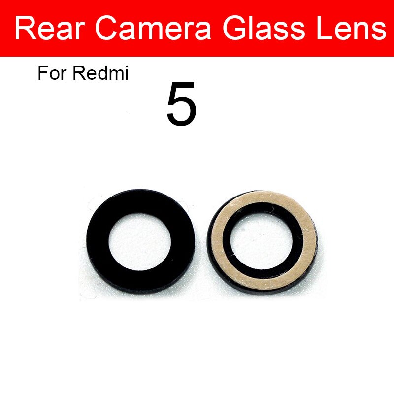 Bagside kamera glas linse + selvklæbende mærkat til xiaomi redmi 1s 2 2a 3s 3x 4x 4a 5 5a 6 6a 7 7a 8a 8 9 plus pro kamera linse glas: Til redmi 5